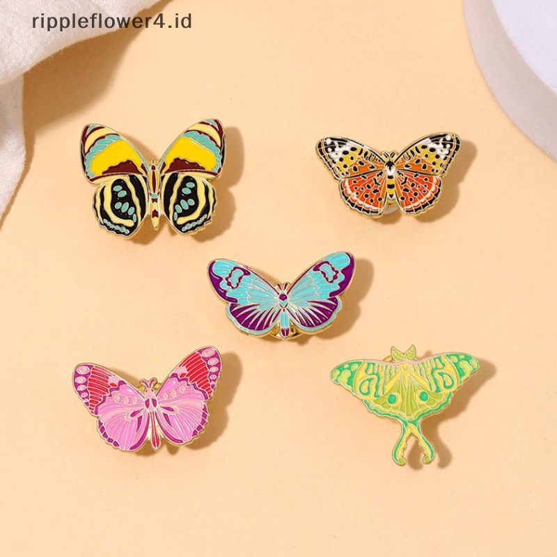 {rippleflower4.id} Warna-warni Kupu-Kupu Ngengat Enamel Pin Kartun Serangga Lepidoptera Spesimen Bros Logam Lencana Dekorasi Pin Perhiasan Hadiah~