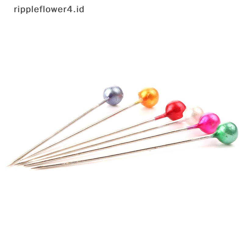 {rippleflower4.id} 100pcs /box Klip Jilbab Mutiara Bulat Panjang Bros Pin Jilbab Logam Tajam Untuk Syal~