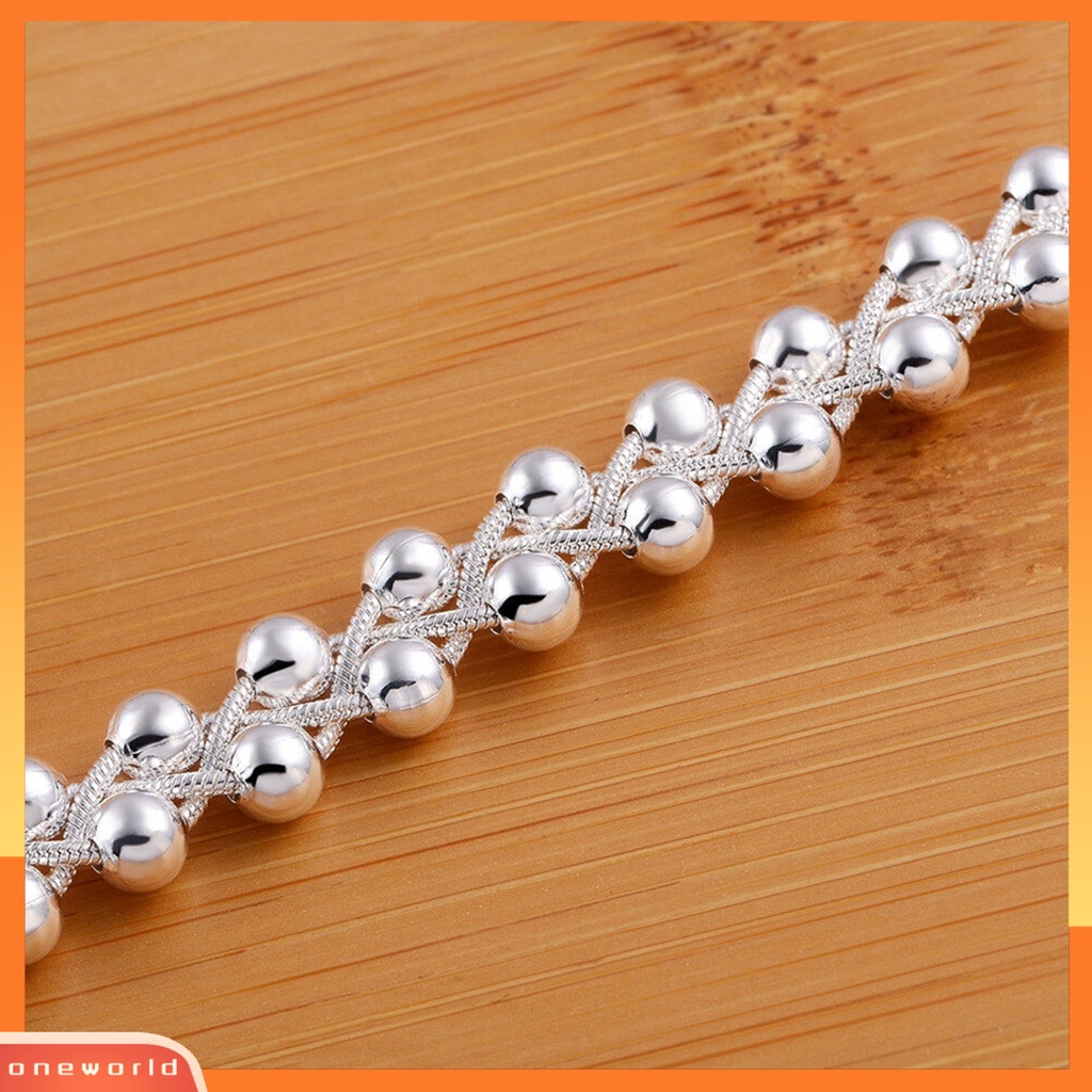[WOD] Gelang Perak Lapis Fashion Aksesoris Wanita Anyaman Manik-Manik Rantai Bracelet Untuk Pacaran