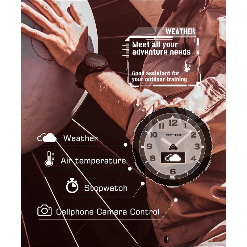 #BBN5- NORTH EDGE FLOAT Bluetooth Smartwatch Waterproof 50M Float Touch Tech