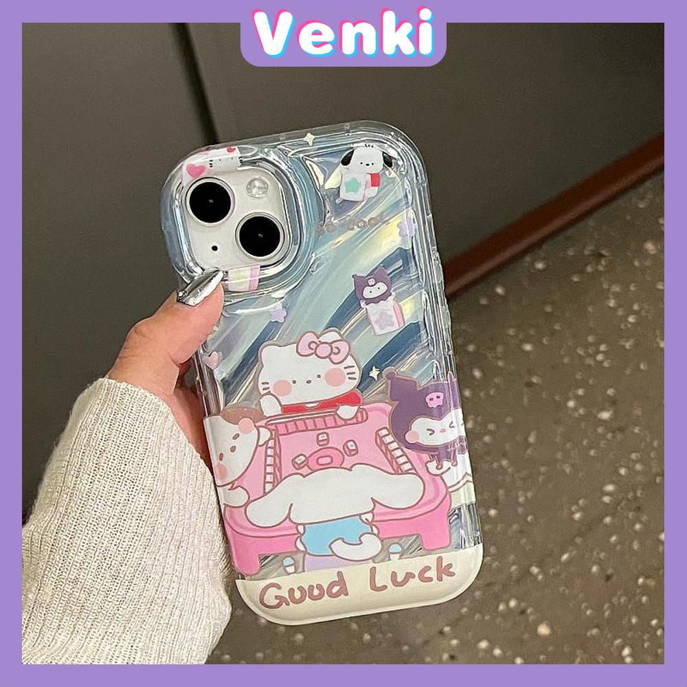 VENKI - Untuk iPhone 11 iPhone Case Laser Reflektif Bening Phone Case TPU Lembut Shockproof Airbag Phone Case Cute Selfie Cat kompatibel dengan iPhone 14 13 Pro max 12 Pro Max XR XR 7 8