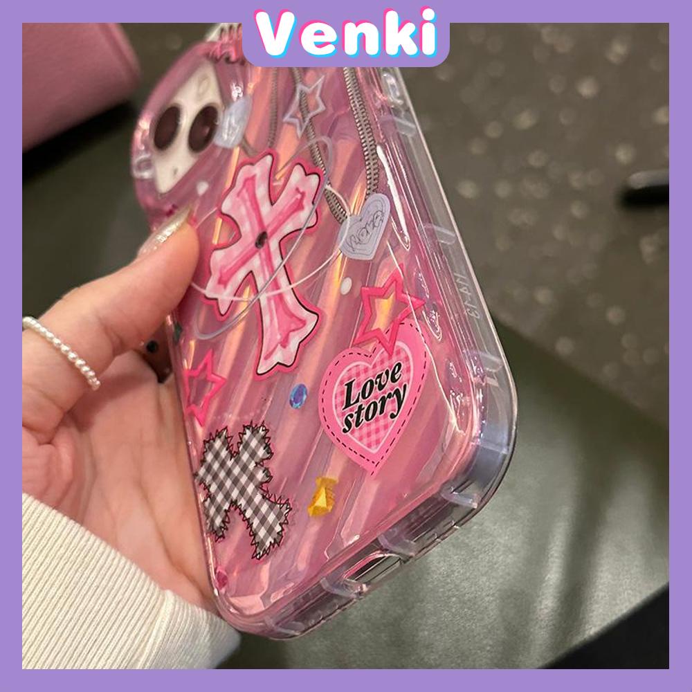 VENKI - Untuk iPhone 11 iPhone Case Laser Reflektif Transparan Ponsel Case TPU Lembut Shockproof Airbag Sederhana Trendi Keren Kompatibel dengan iPhone 14 13 Pro max 12 Pro Max XR XR 7 8