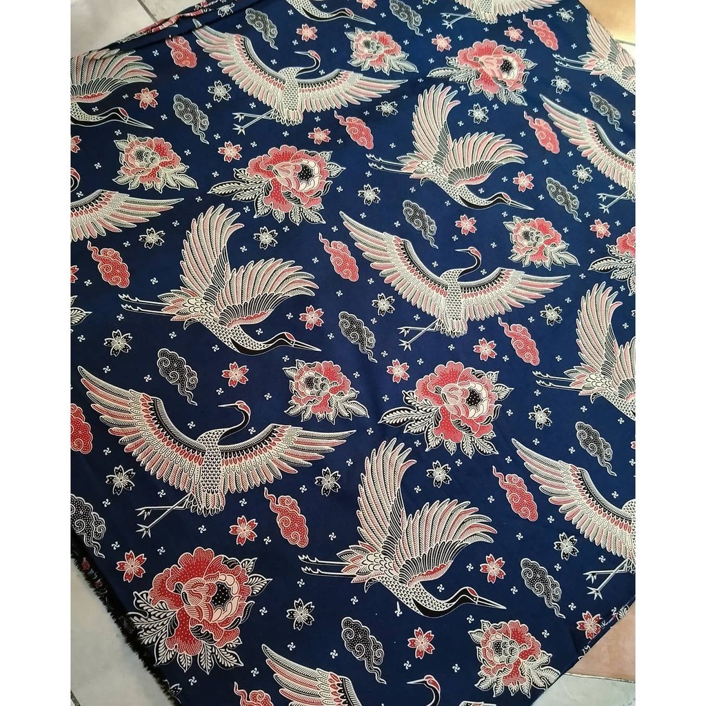 Kain Batik Laweyan Solo burung bangau warna tosca muda ( Premium )