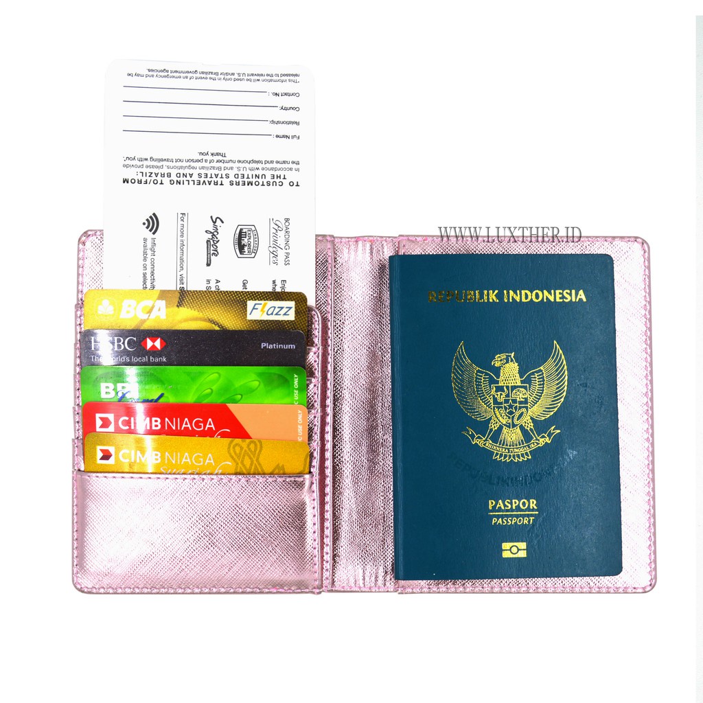 LUXTHER - Passport Flip Metalic / Passport Cover / Tempat Passport / Passport / Dompet kartu / tas wanita