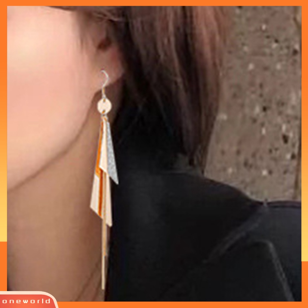 [WOD] 1pasang Anting Menjuntai Geometris Rumbai Panjang Anti Alergi Lady Drop Earrings Untuk Hadiah