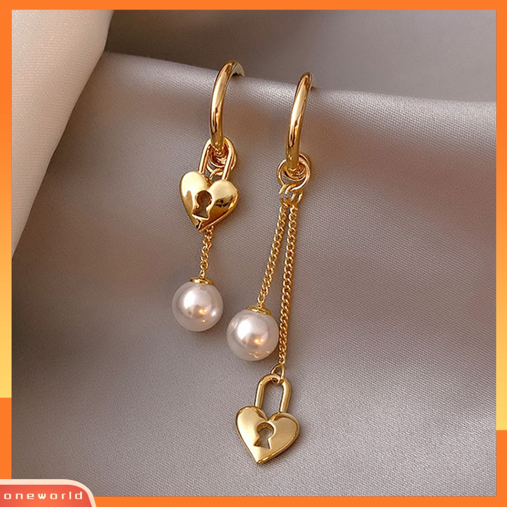 [WOD] 1pasang Anting Menjuntai Menawan Pengerjaan Halus Alloy Indah Bentuk Hati Ear Rings Drop Untuk Wanita