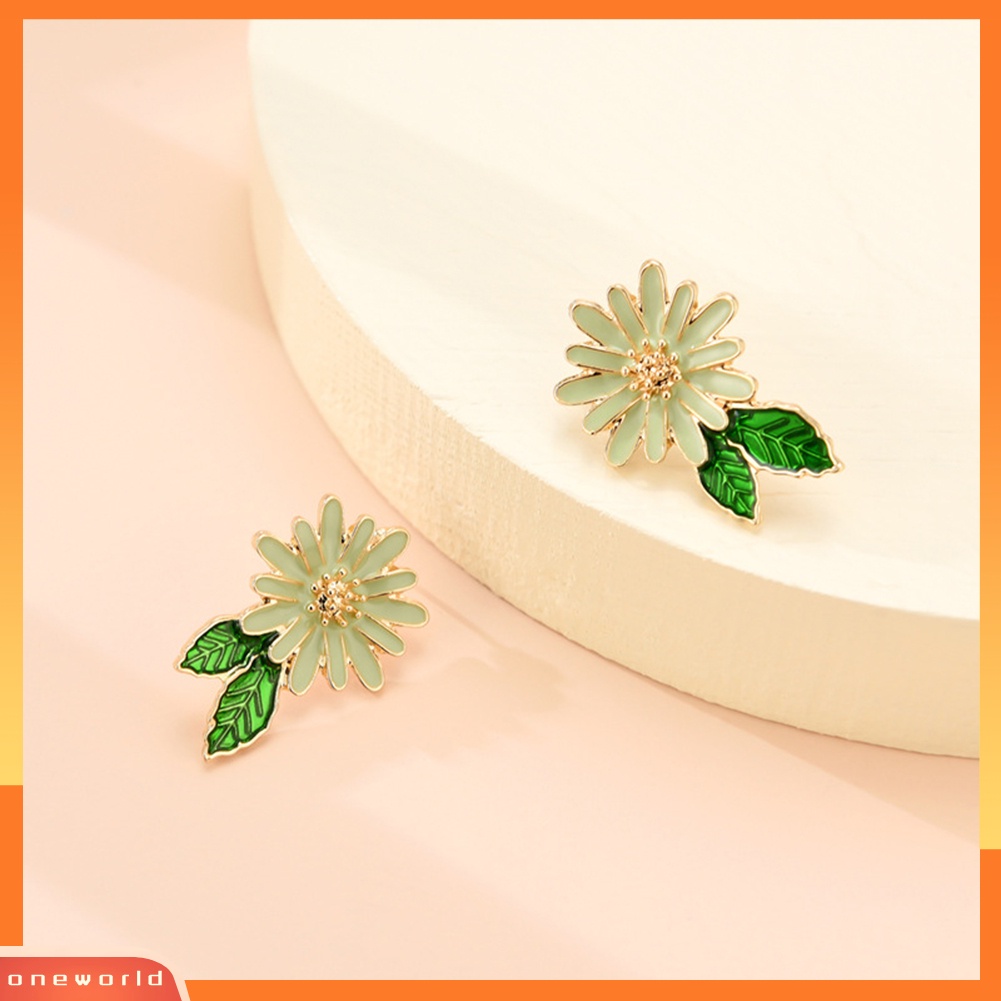 [WOD] Fashion Wanita Marguerite Bunga Enamel Alloy Stud Anting Tindik Perhiasan Hadiah