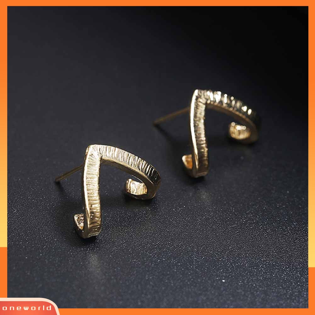 [WOD] Wanita V Shaped Ear Studs Anting Minimalis Pesta Perhiasan Hadiah Ulang Tahun