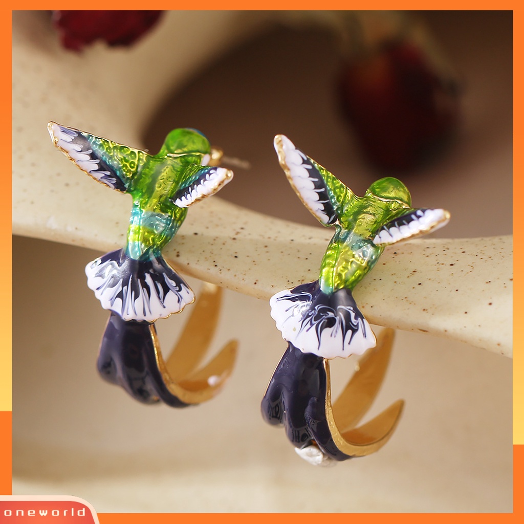 [WOD] Cincin Telinga Hadiah Romantis Sempurna Aksesori Perhiasan Hummingbird Ear Studs Gift Untuk Ruang Tamu