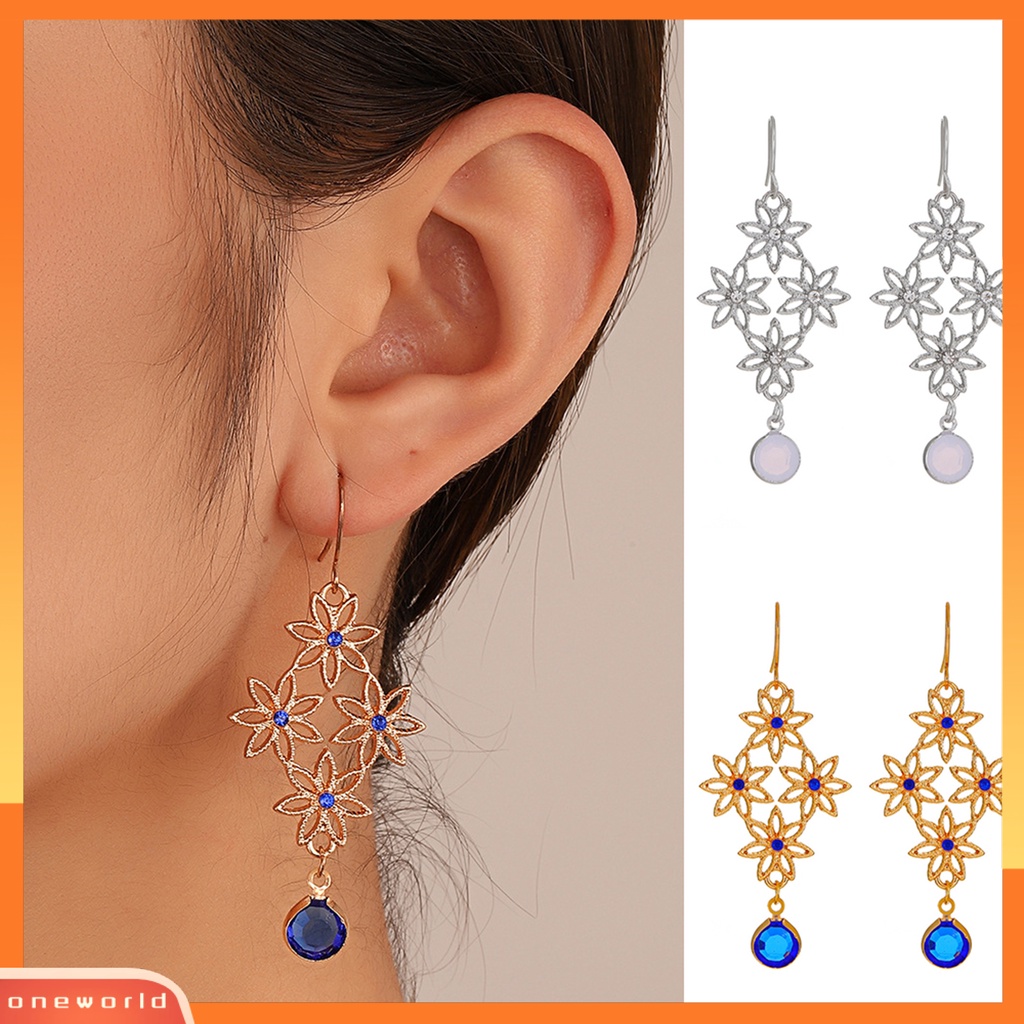 [WOD] 1pasang Anting Kait Berongga Keluar Bunga Perhiasan Bohemian Cut-out Earrings Pacaran