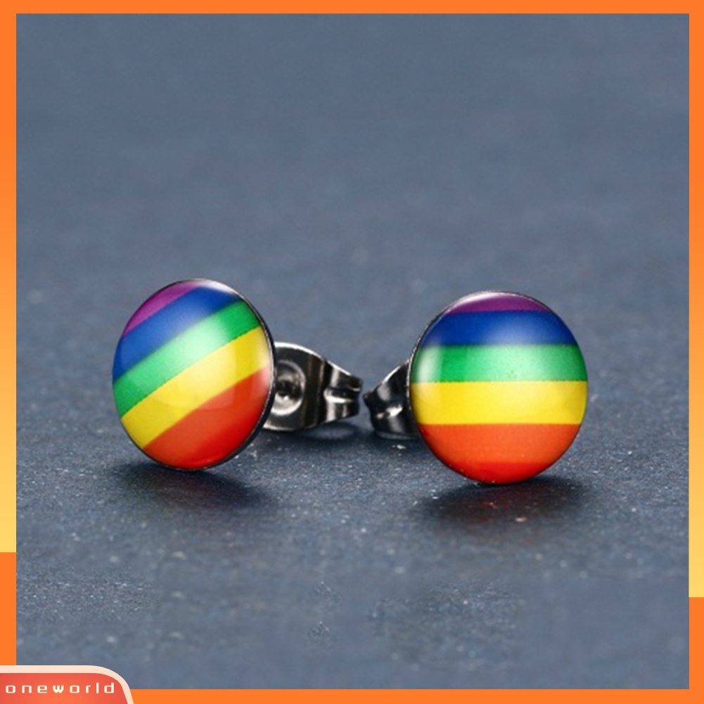 [WOD] Fashion Bulat Warna Pelangi Telinga Studs Wanita Club Travel Earrings Perhiasan Hadiah