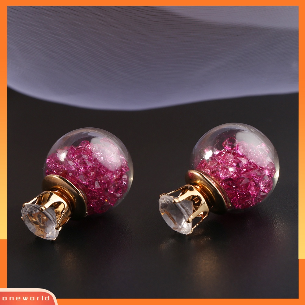 [WOD] 1pasang Fashion Wanita Lady Elegan Bunga Berlian Imitasi Ear Stud Earrings Jewelry