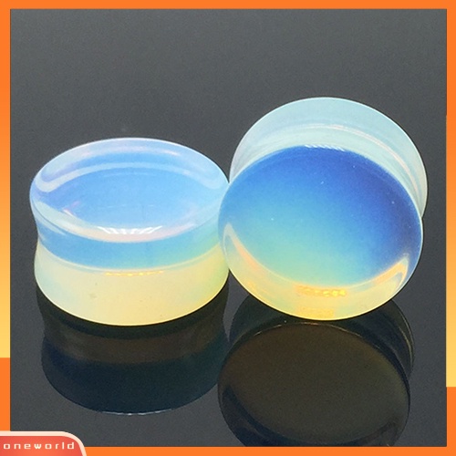 [WOD] 1pc 5-18mm Opalite Double Flared Saddle Gauges Ear Plug Tindik Tandu Keren