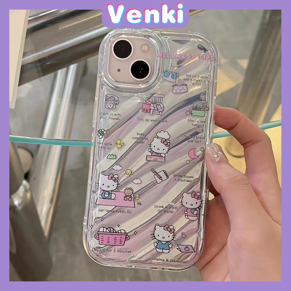 VENKI - iPhone Case untuk iPhone 11 Laser Reflektif Bening Phone Case TPU Soft Shockproof Airbag Case Lucu Kartun Kucing Kompatibel dengan iPhone 14 13 Pro Max 12 Pro Max XR XR 7 8Plus