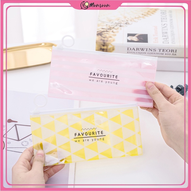 MONSOON - D2023 Tempat Kosmetik Zip / Zipper Bag / Zipper Bag Motif / Tempat Pensil Motif / Tempat Pensil Import / Tempat Pensil Zipper Transparan S656