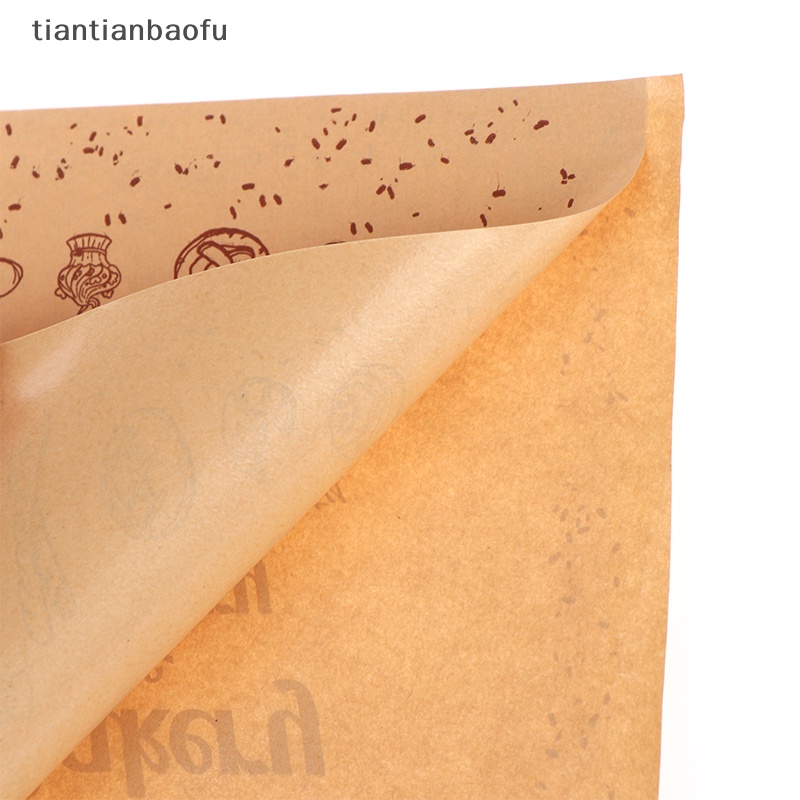 [tiantianbaofu] 50pcs Kraft Paper Sandwich Paper Wrap Bags Kemasan Makanan Paper Bag Baking Tools Butik