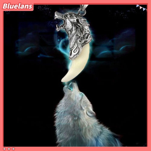 [BLS] Pria Berani Keren Serigala Kepala Gigi Liontin Kalung Mendominasi Perhiasan Fashion Hadiah