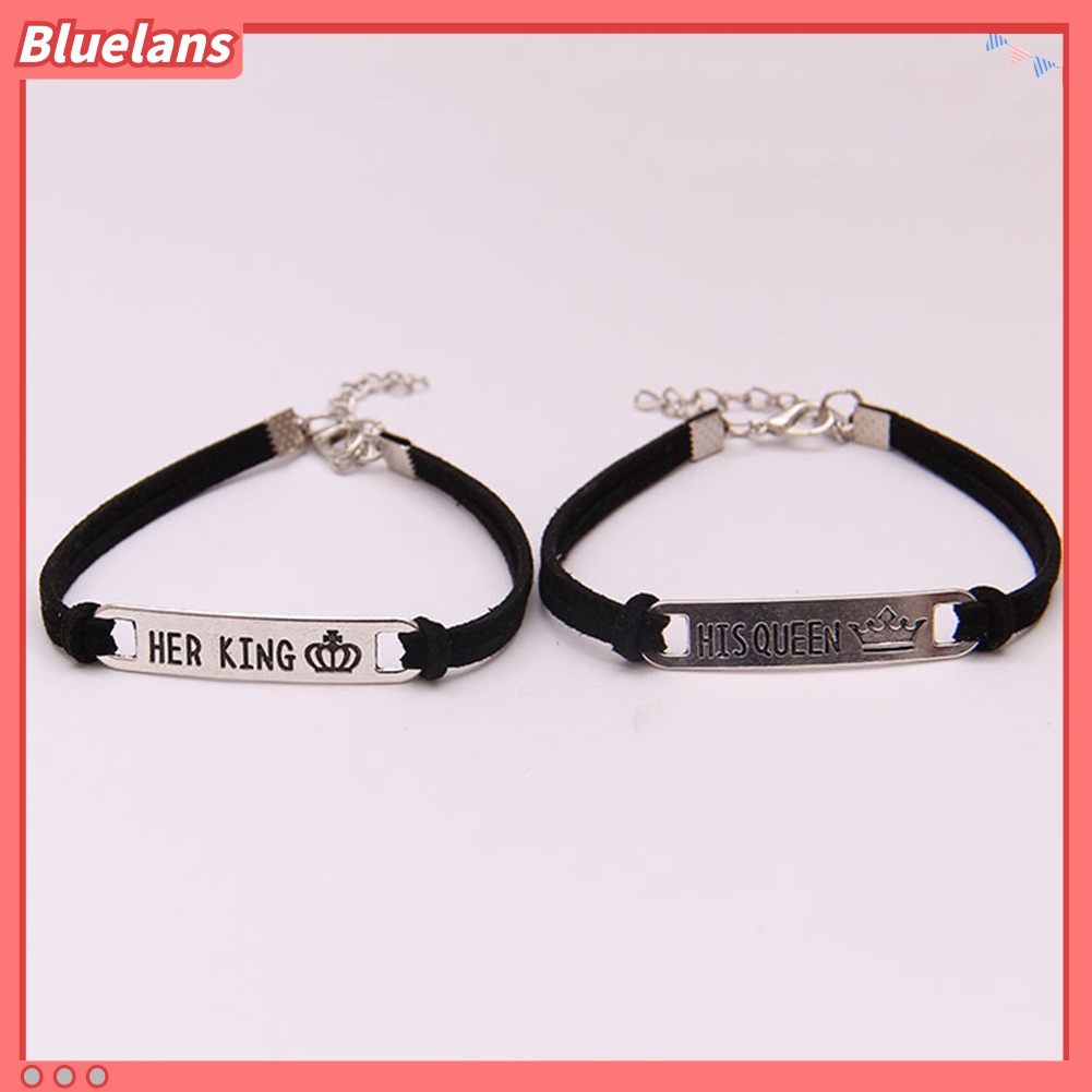 [BLS] Fashion His Queen Her King Pasangan Gelang Pencocokan Bangles Lovers Perhiasan Hadiah