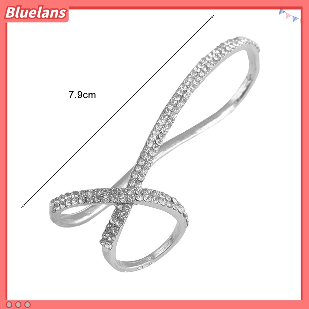 [BLS] Gelang Cincin Jari Gaya Sederhana All-match Fashion Perhiasan Berlian Imitasi Mengkilap Palm Cross Ring Untuk Pesta