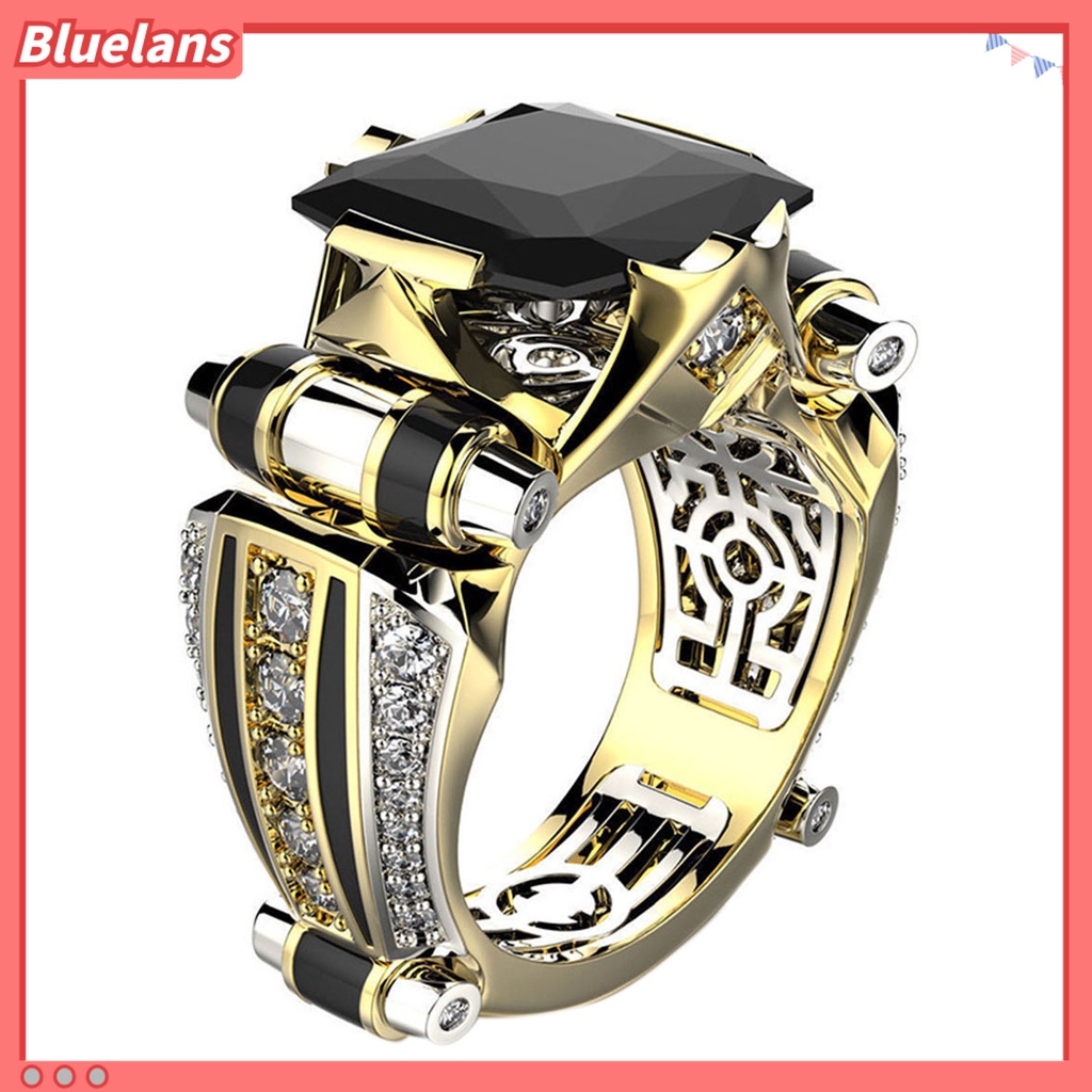[BLS] Unisex Cincin Vintage Gothic Mewah Berlian Imitasi Mengkilap Electroplating Dekorasi Hadiah Pria Wanita Cubic Zirconia Fidget Ring Jewelry Untuk Pakaian Sehari-Hari