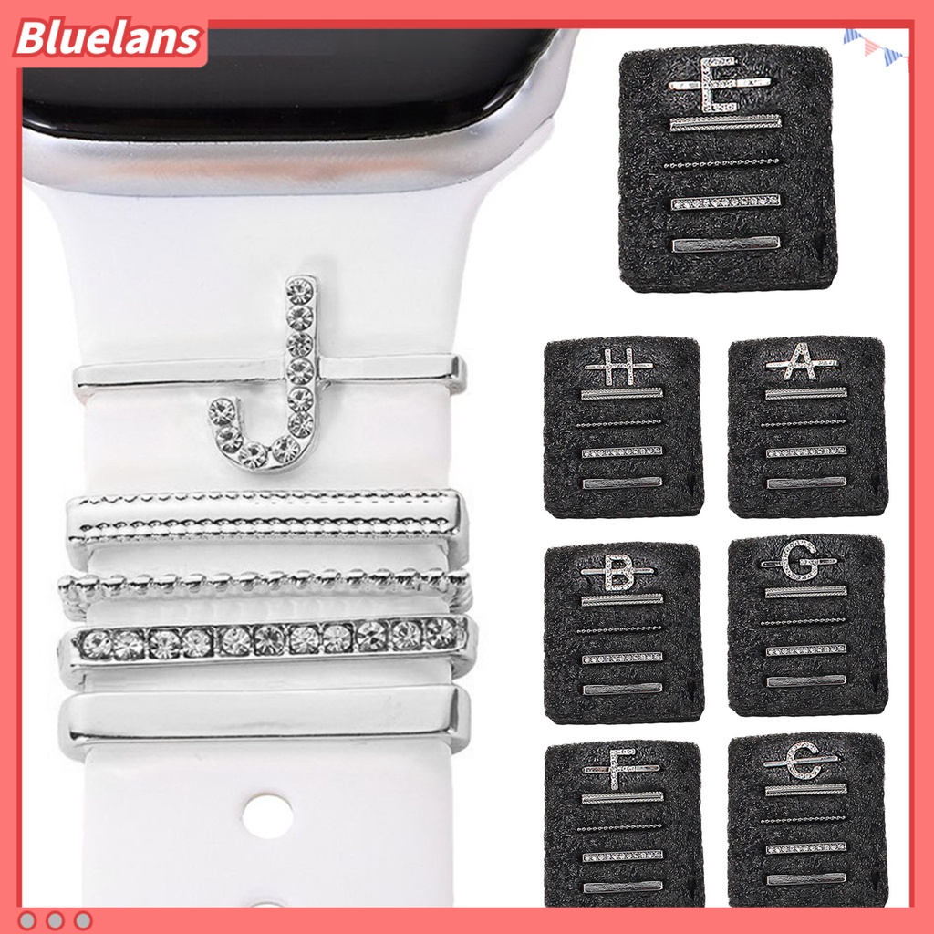 [BLS] 5pcs/set Watch Band Loop Multi--styles Polished Charm Alloy Berlian Imitasi Fashion Surat Jam Tangan Tali Pengikat Cincin Aksesoris Jam Tangan
