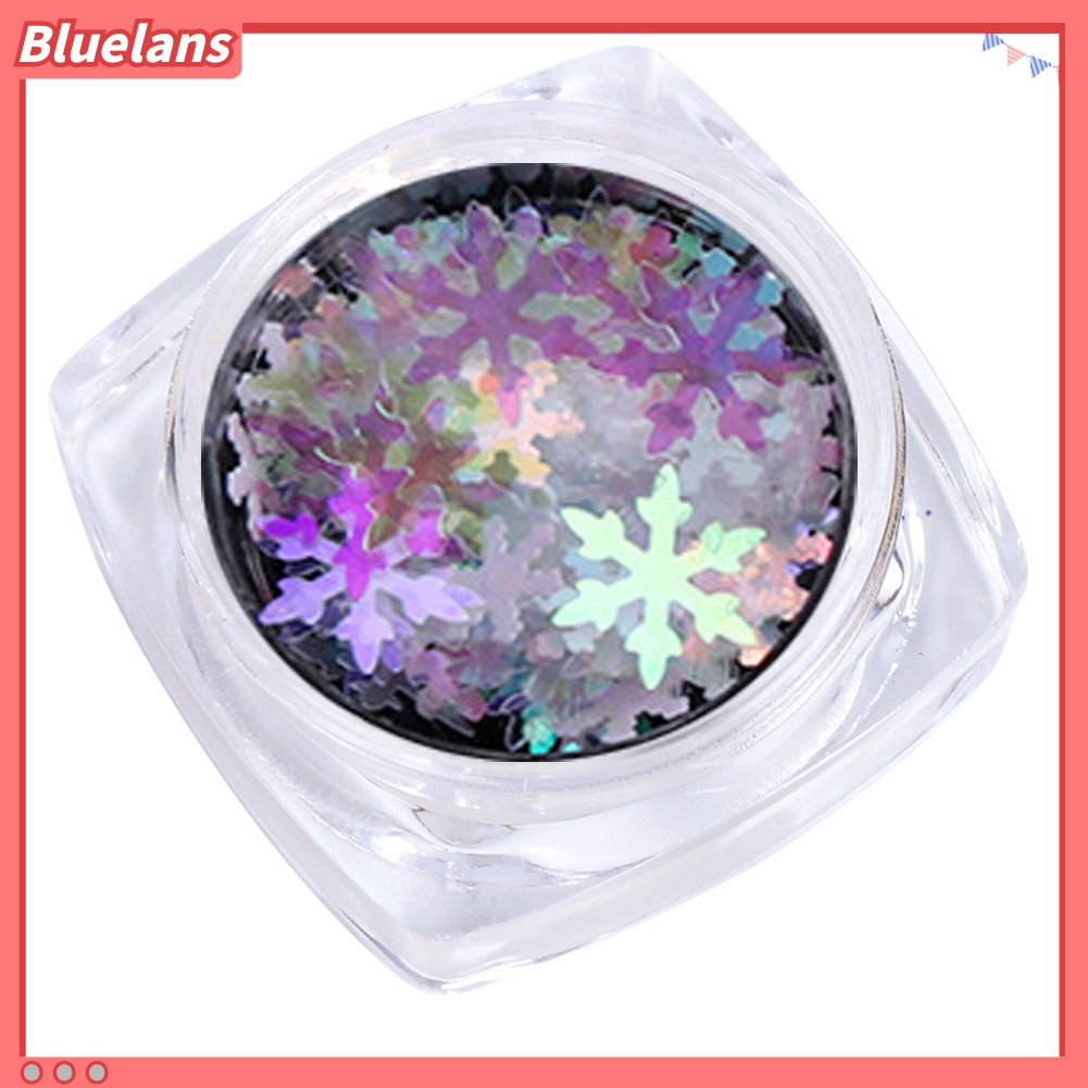 [BLM] 1kotak Dekorasi Natal 3D Glitter Snowflake Nail Art Sequin Serpihan Ultra-Tipis