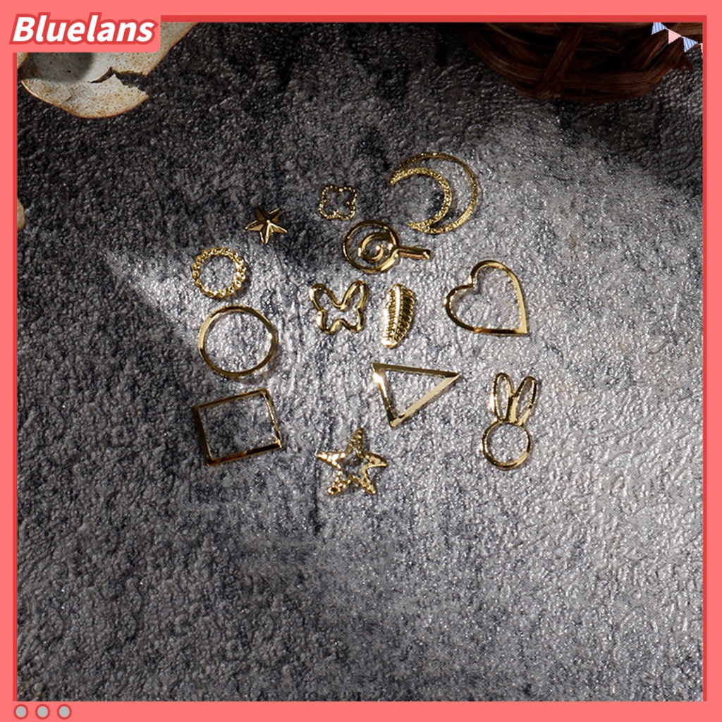 [BLM] 100pcs /Set Pesona Kuku Glitter Efek 3D Tidak Luntur Metal Chip Charms Paku Keling Dekorasi Untuk Manicure