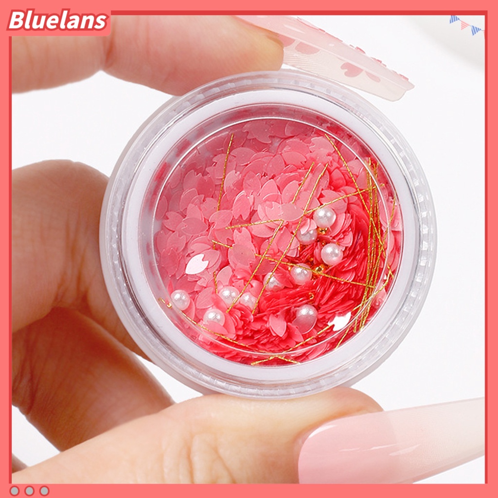 [BLM] 1kotak Payet Kuku Bentuk Bunga Warna Cerah Ultra-Tipis Mengkilap Efek Visual Pertunjukan Pesona Unik Kelopak Hewan Peliharaan Nail Art Paillettes Sequin Flakes Ornamen Untuk Salon Kuku