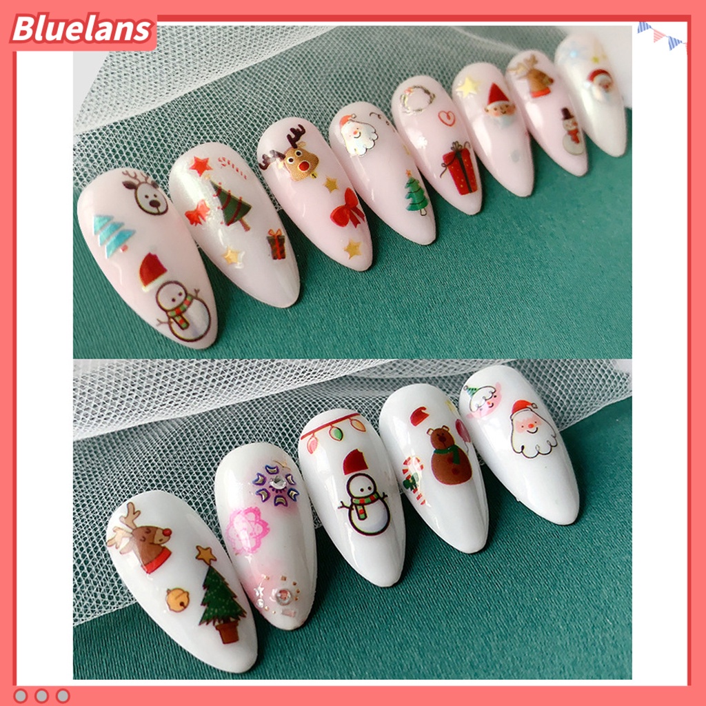 [BLM] Stiker Kuku Pola Indah Perekat Diri Yang Dapat Dilepas Daya Lengket Kuat Mudah Diterapkan Dekoratif Menarik Kartun Xmas Bertema Stiker Kuku Manicure Decal Nail Supplies