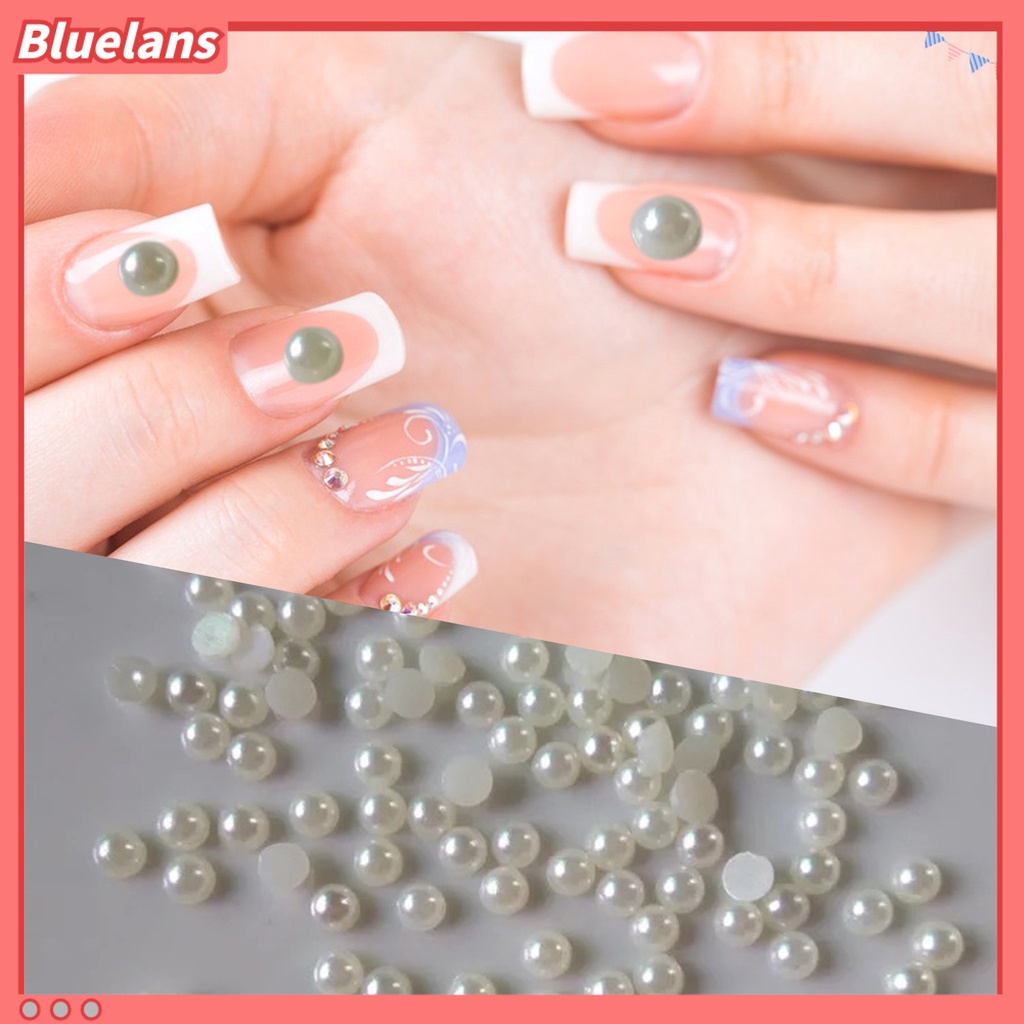 [BLM] 1tas Nail Art Dekorasi Gaya Jepang Tiga Dimensi DIY Mini Setengah Bulat Faux Pearl Nail Charms Untuk Manicurist