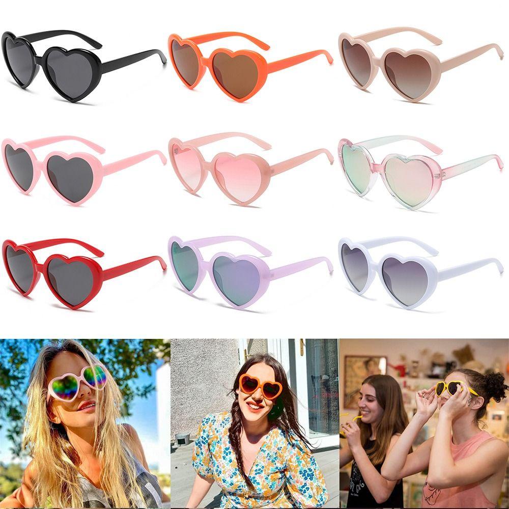 R-flower Polarized Heart Sunglasses Musim Panas Kacamata Pesta Fashion Wanita Warna Permen Berbentuk Hati