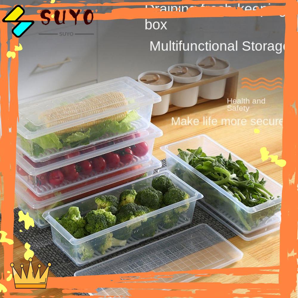 Suyo Garlic Fresh-keeping Box Wadah Gadget Dapur Rumah Tangga Kotak Penyimpanan Saluran Air Kotak Penyimpanan Daging Sealing Kotak Penyimpanan Makanan Kotak Sayur Dengan Penutup