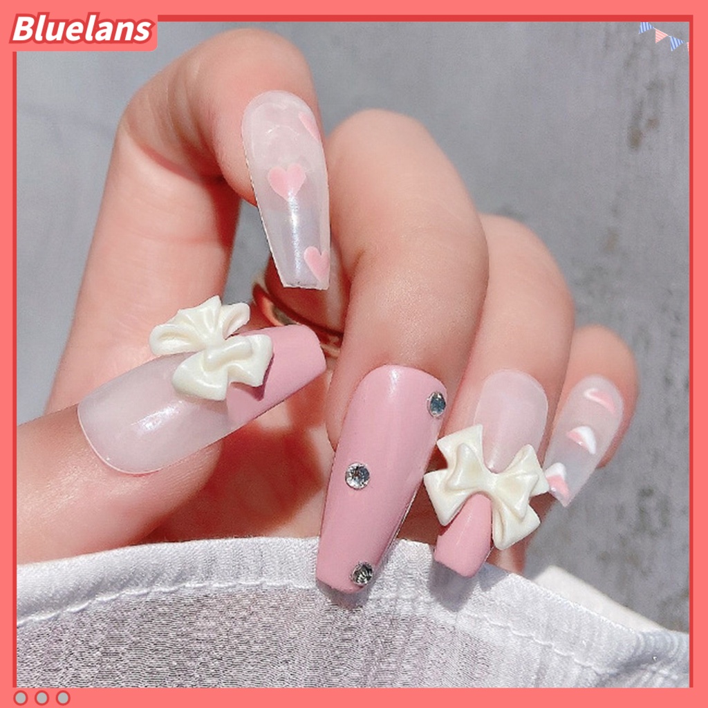 [BLM] 30pcs Dekorasi Kuku Mudah Tempel Busur-Simpul Transparan Indah Efek 3D DIY Nail Art Kawaii Anti-Kerusak Glitter Perhiasan Kuku Aksesoris Kuku