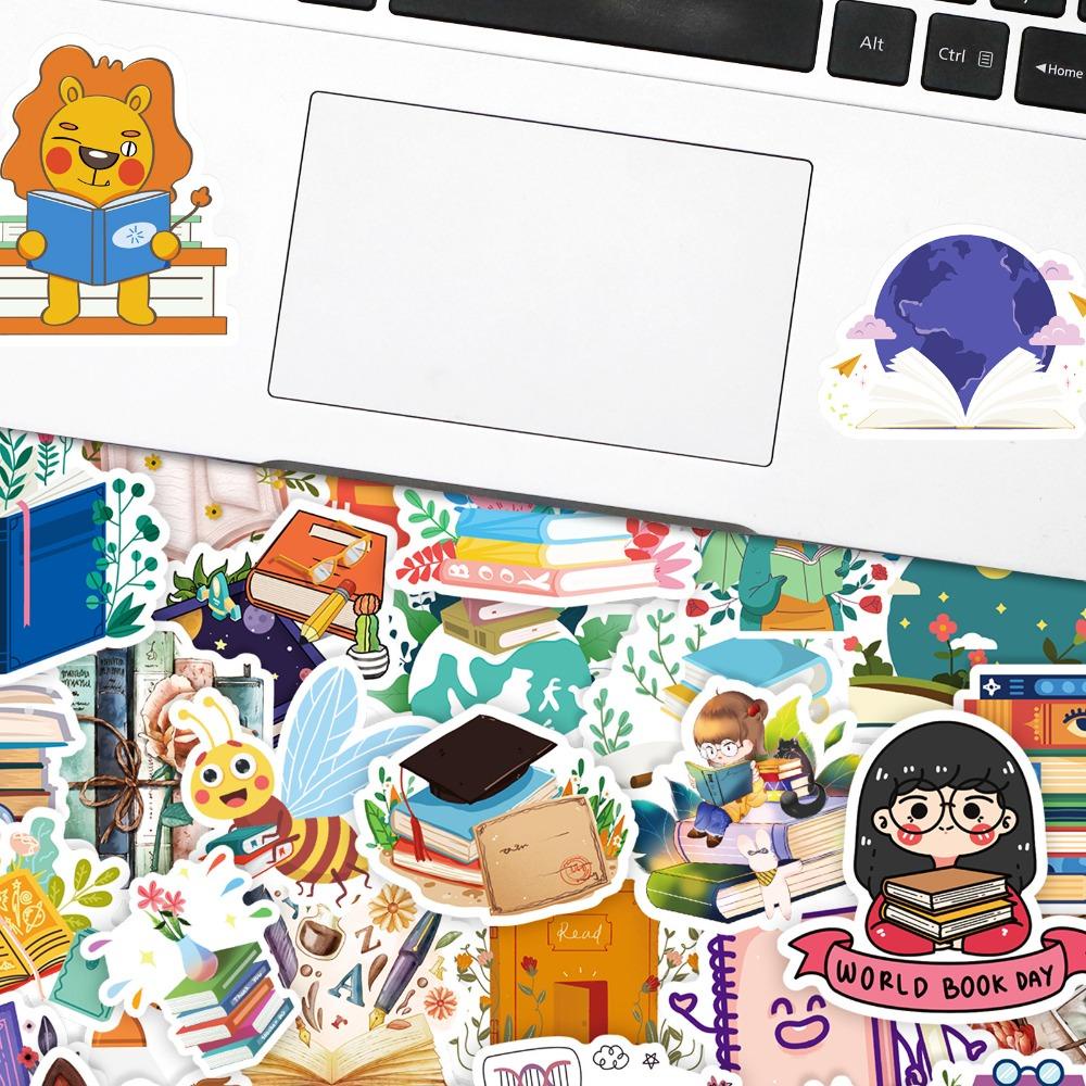 Populer 100pcs Membaca Laptop, Hiasan Koper Bookish Reward Things Siswa, Air