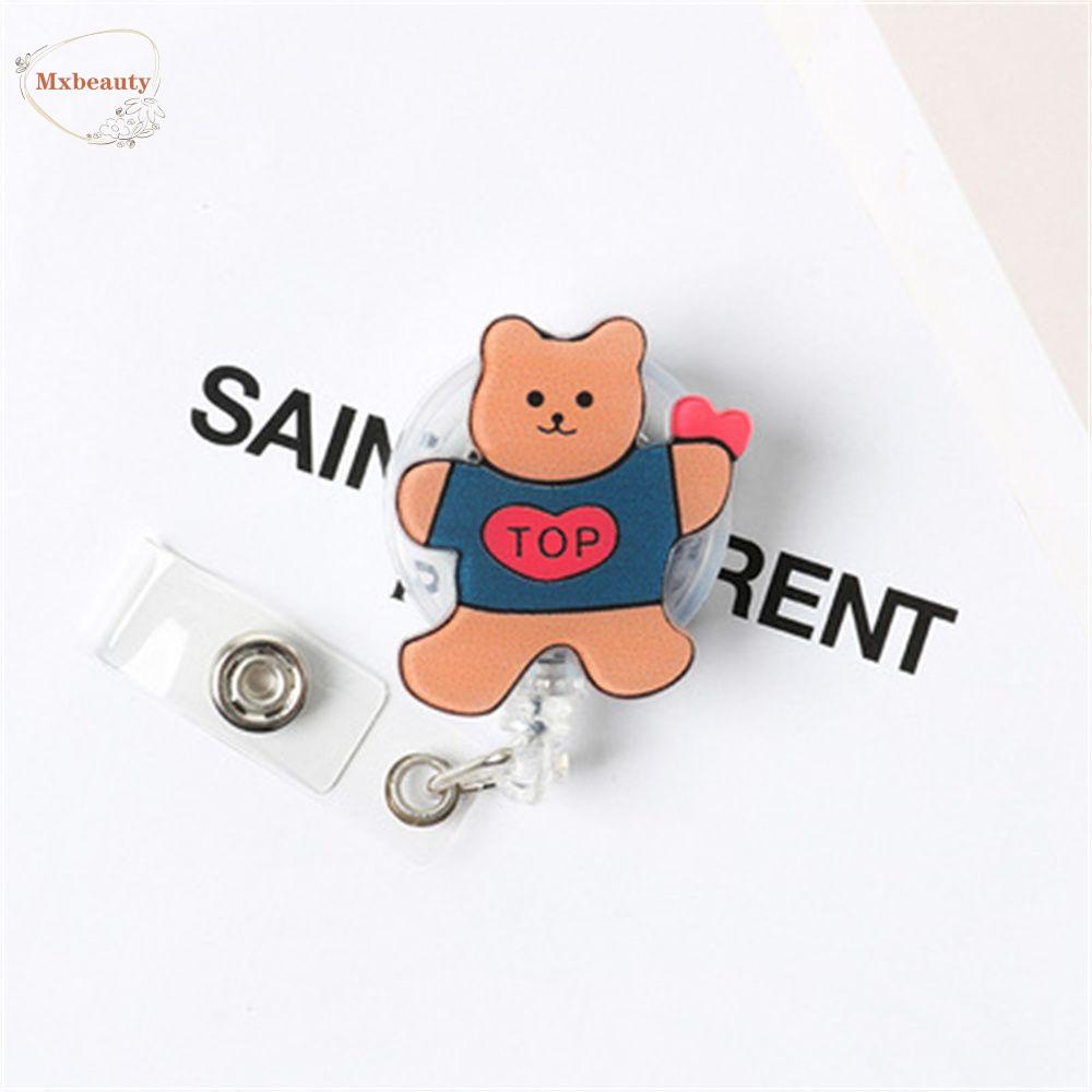 Mxbeauty Retractable Badge Reel Beruang Lucu Perlengkapan Kantor Name Tag Perawat Dokter Card Holder Name Card Holder