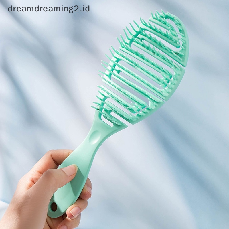 (drea) Sikat Basah DryCurved Comb Massage Comb Fluffy Shape Ribs Curling Comb Pada Rambut Basah //