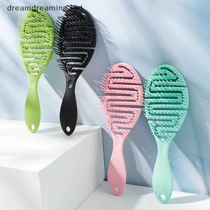 (drea) Sikat Basah DryCurved Comb Massage Comb Fluffy Shape Ribs Curling Comb Pada Rambut Basah //