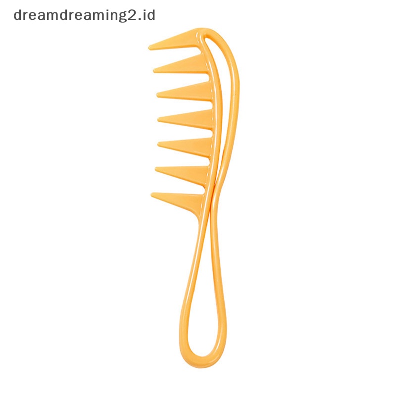 (drea) Retro Oil head Wide Tooth Sisir Plastik Detangler Curly Rambut Salon Hairdressing //