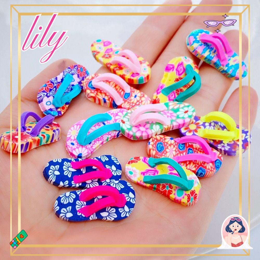 Lily 20Pcs Kerajinan Sepatu Pantai Untuk Gelang Untuk Ponsel Case Lucu Lembut Tembikar Membuat Perhiasan