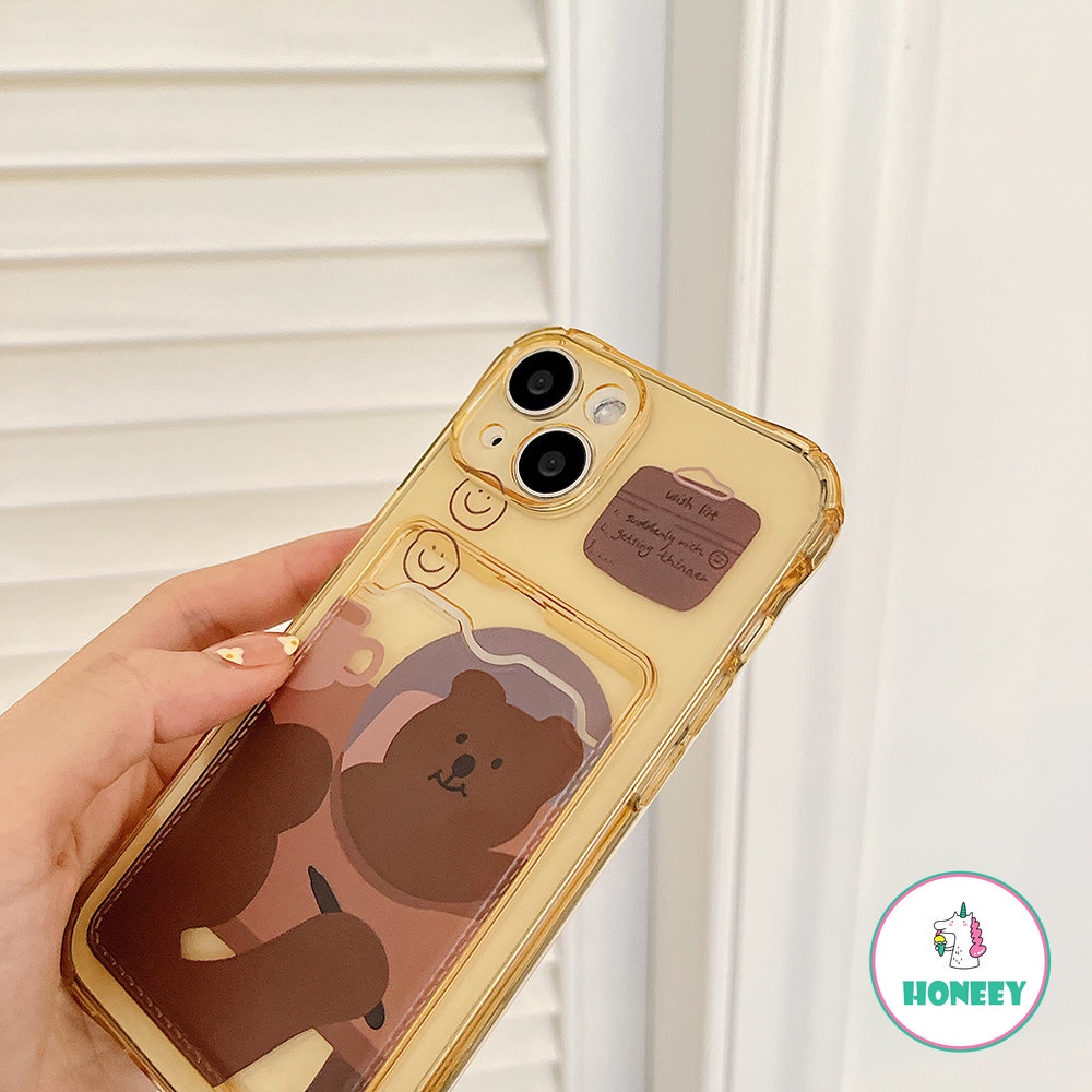 Case Beruang Coklat Kartun Lucu Untuk Iphone14 13 12 Pro Max Casing iPhone 11 Pro Max XR X XS Max8 7 14 Plus Dompet Tutup Belakang