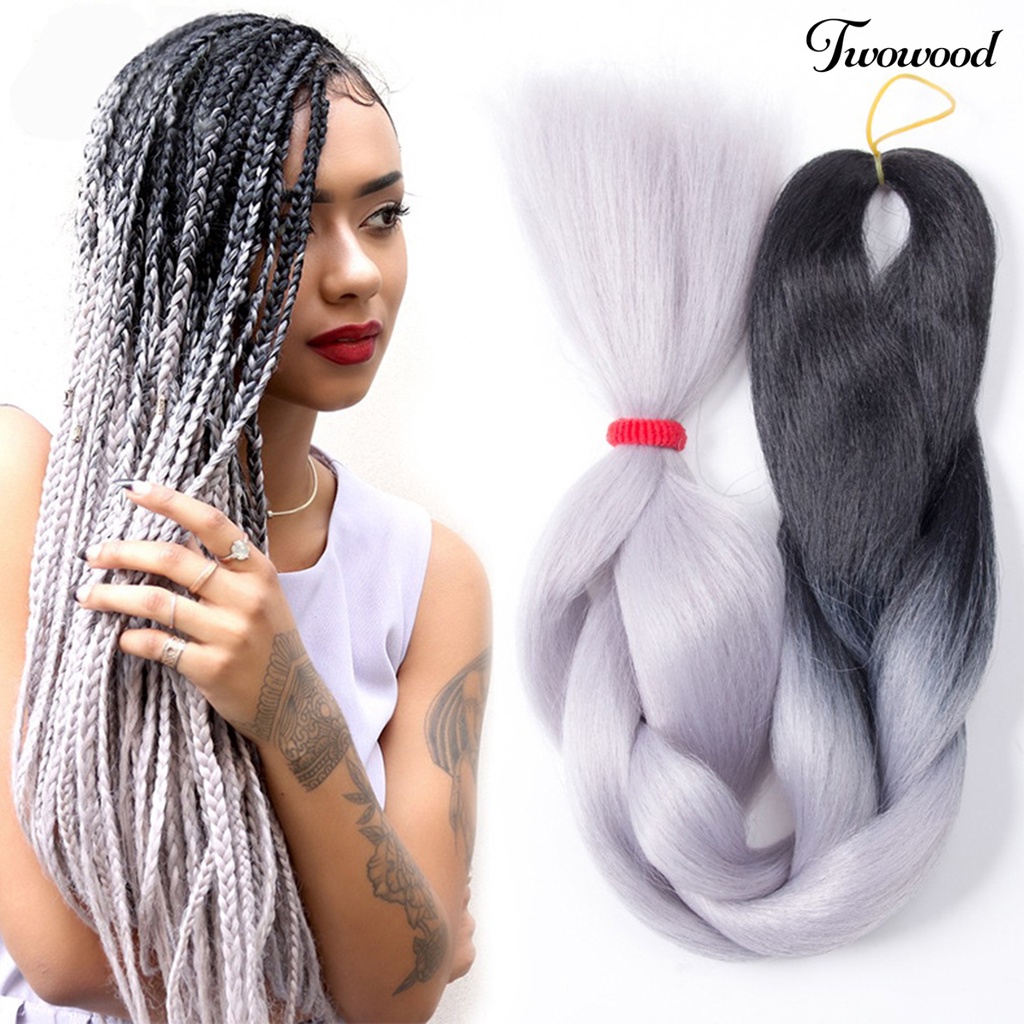 Twowood Wig Gradien Afrika Blackman Kepang Cosplay Perlengkapan Plaited Extension Rambut Imitasi Panjang Untuk Wanita