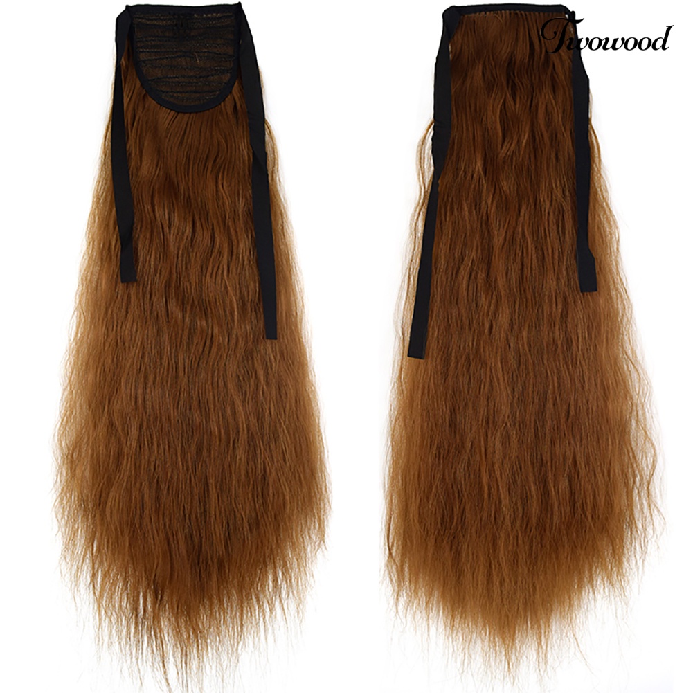 Twowood 20inch Serat Sintetis Panjang Bergelombang Keriting Ponytail Wig Hair Extension Sopak