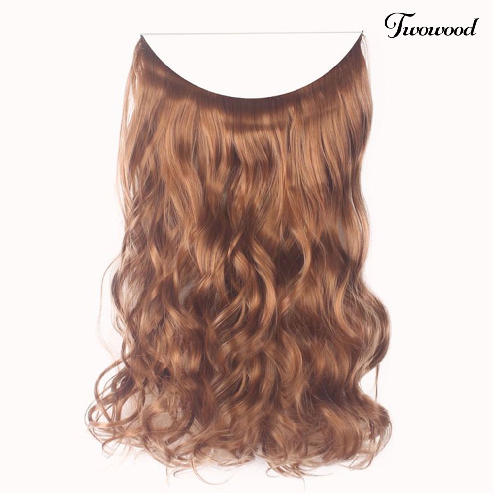 Twowood Fashion Wanita Panjang Lurus Keriting Wig Penuh Kepala Sopak Klip Rambut Ekstensi