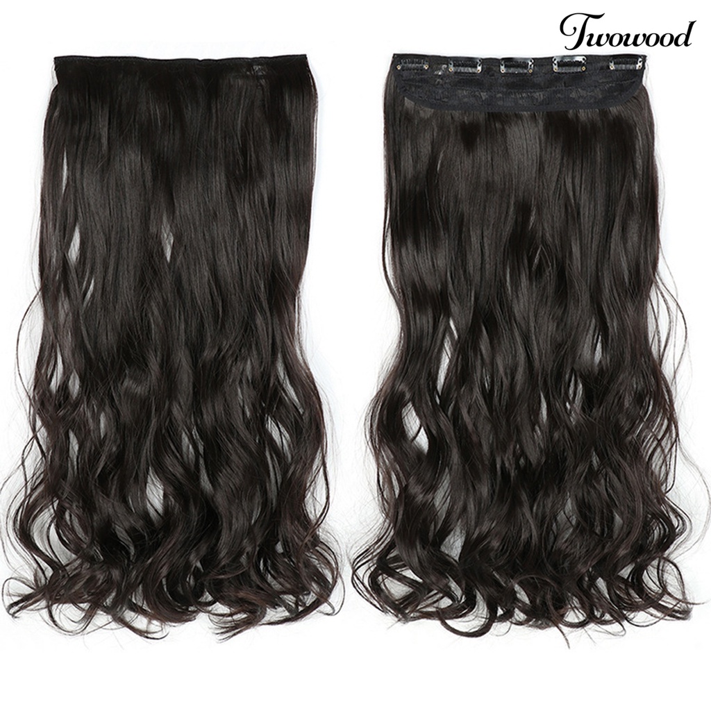 Twowood Wig Piece Tidak Jatuh Halus Lembut Berbulu Meningkatkan Volume Rambut Alami 5klip Panjang Riak Air Suhu Tinggi Kawat Wig Klip Modelling Supply