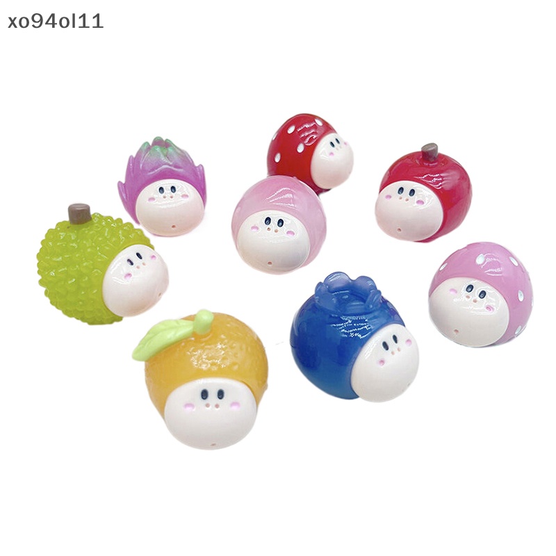 Xo 1Pc Bercahaya Kartun Jelly Buah Ornamen Mini Durian Strawberry Pitaya Boneka Mikro Lanskap Dekorasi Rumah Boneka Miniatur Mainan OL