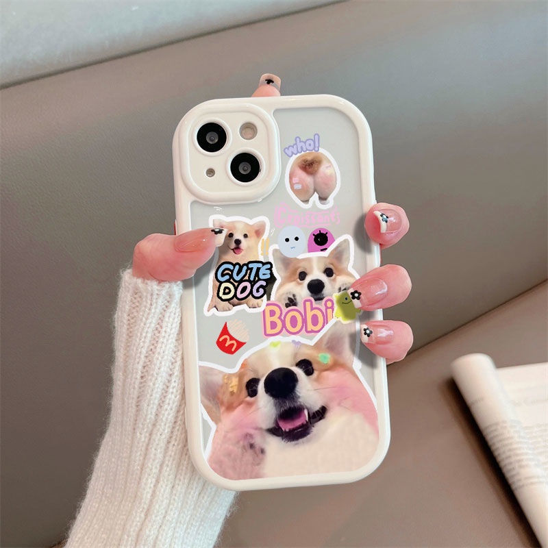 IPHONE Bobi Casing Ponsel Desain Tepi Full Warna Anjing Lucu Kompatibel Dengan Iphone12 13 14 11 Pro Max X Xs Max Xr Cxzd