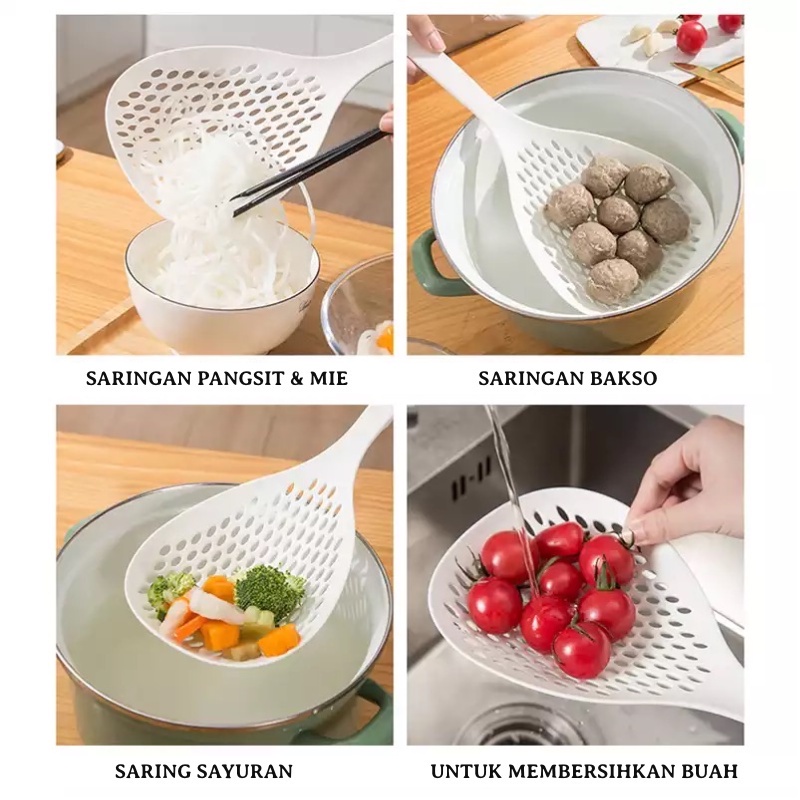 Sendok Saringan Mie Jumbo | Sendok Saringan Serbaguna | Centong Plastik Jumbo Serbaguna | Sendok Mie Spagetti Sendok Tiris Dapur | Saringan Dapur