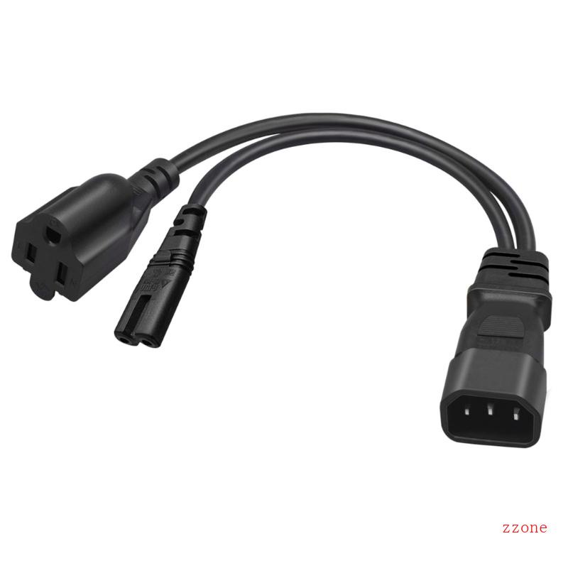 Zzz 1PC Tunggal C14 Ke C7+5-15R Pendek Daya Y Type Splitter Adapter Kabel Cord 32cm