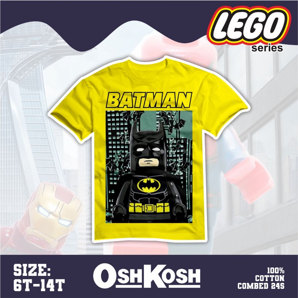 Kaos Lengan Pendek Anak Atasan Kaos Cowok Laki-laki  Motif Lego Usia 6-12 Tahun Lembut