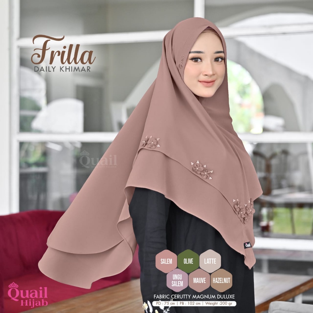 Frilla Daily Khimar Original Quail Hijab Wanita Ceruty Magnum Duluxe BE